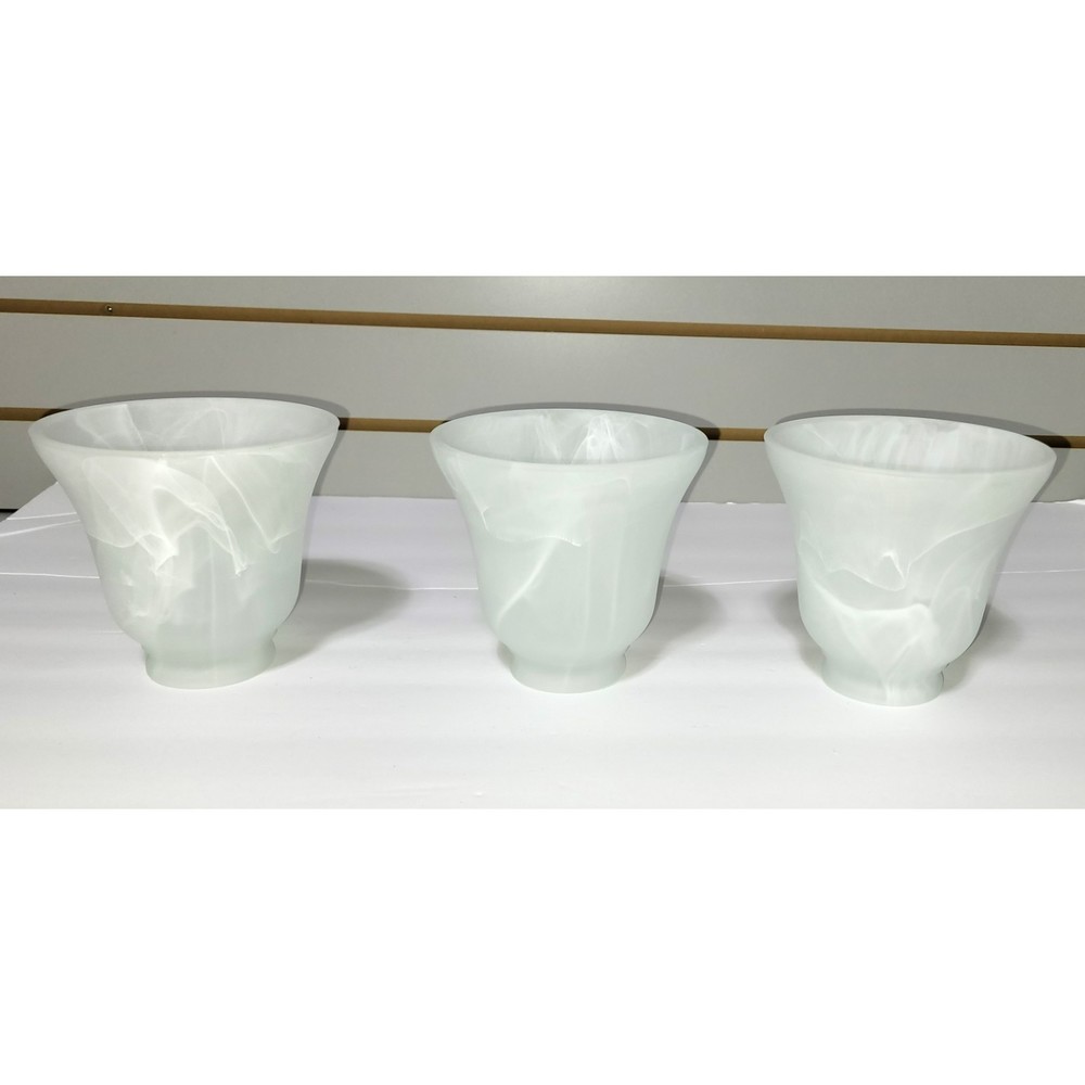 3 frosted white swirl alabaster glass vanity ceiling fan light shade bell shape